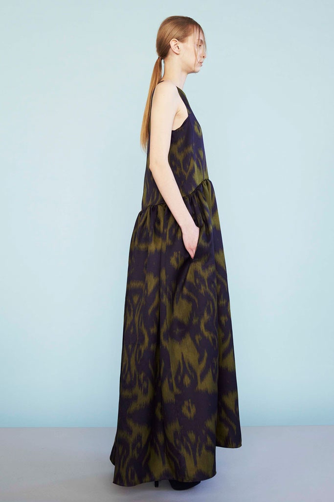 black and green tiered maxi dress
