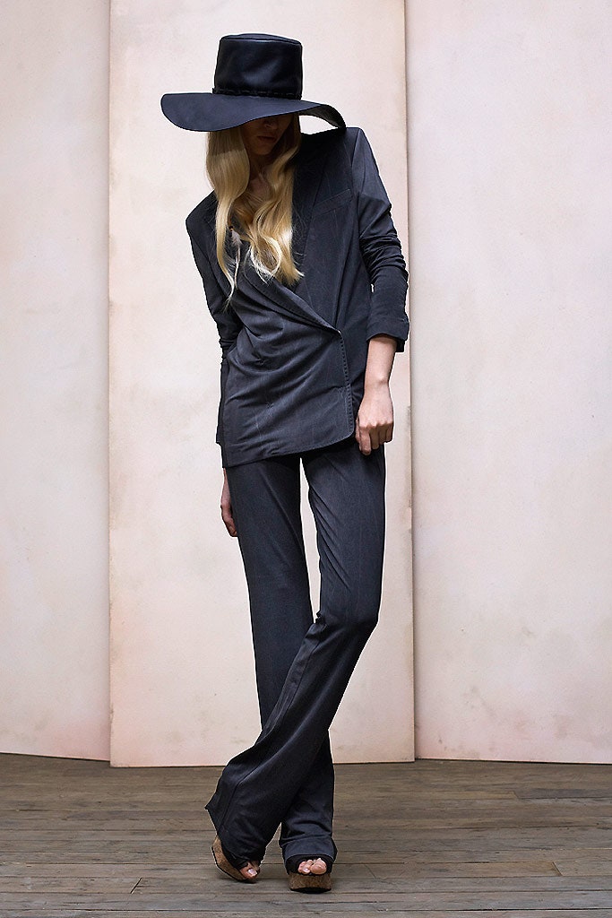 black silk tailored blazer and pants