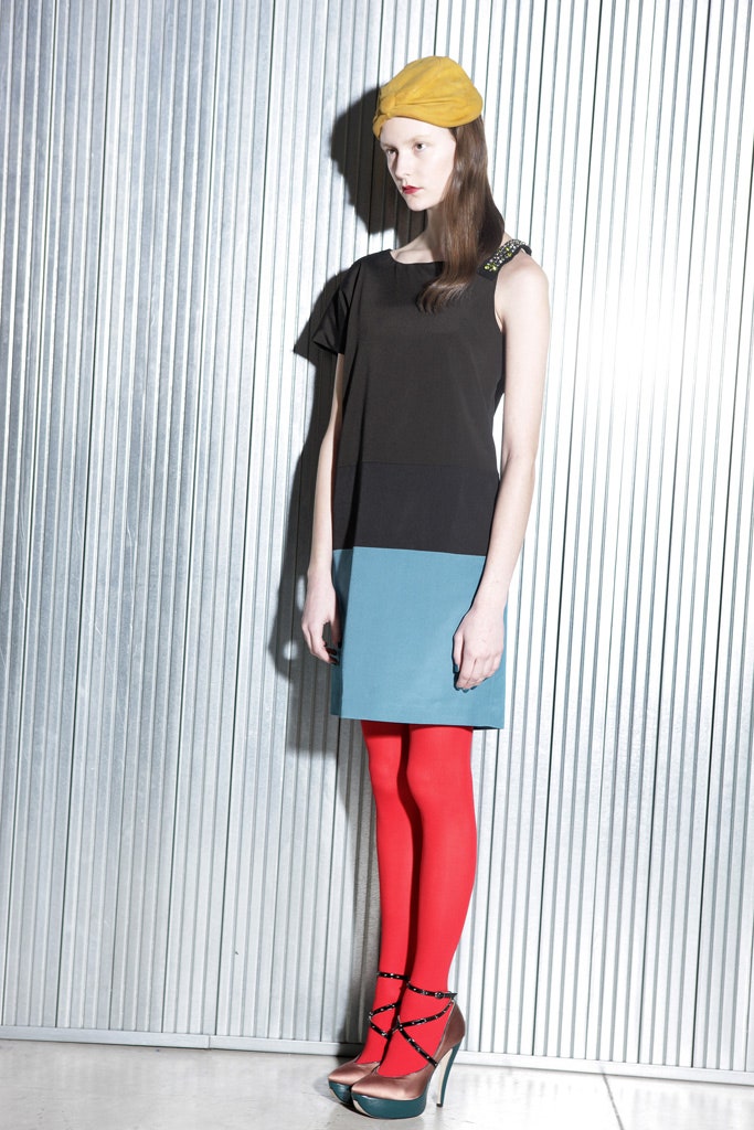 black cotton sleeveless asymmetric fitted color-blocked mini dress