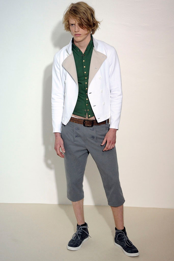 white tailored jacket with green shirt