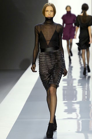 black silk long-sleeve v-neck fitted layered sheer top