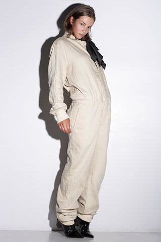 beige fitted cotton jumpsuit