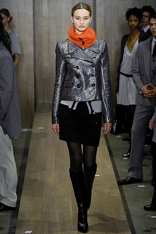 fitted metallic jacket with black skirt