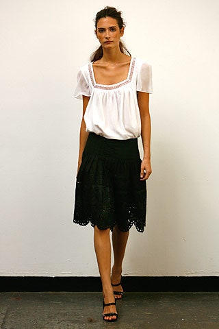 black cotton fitted tiered skirt