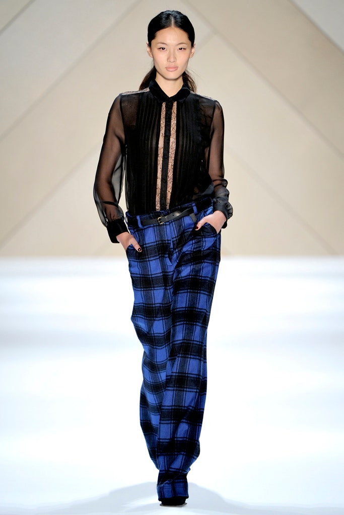 black silk long-sleeve collared fitted pleated sheer shirt