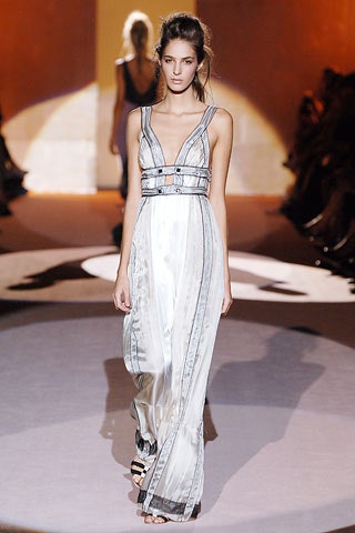 white silk sleeveless gown