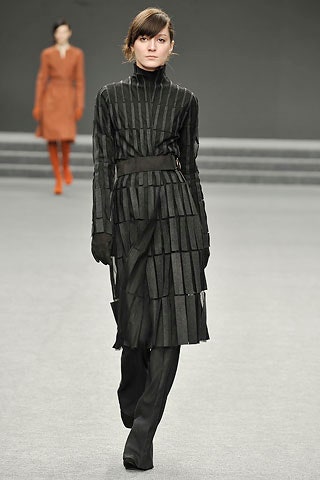 black leather pleated midi dress