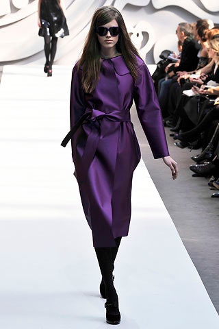 fitted purple silk coat