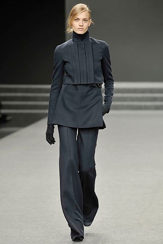 black fitted blazer and wide-leg pants