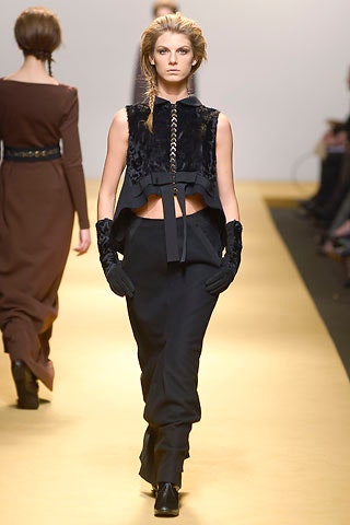 black velvet sleeveless top with tailored pants