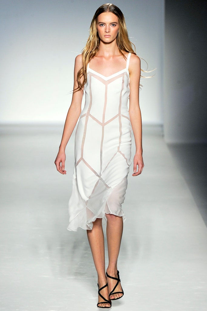 fitted white silk midi dress