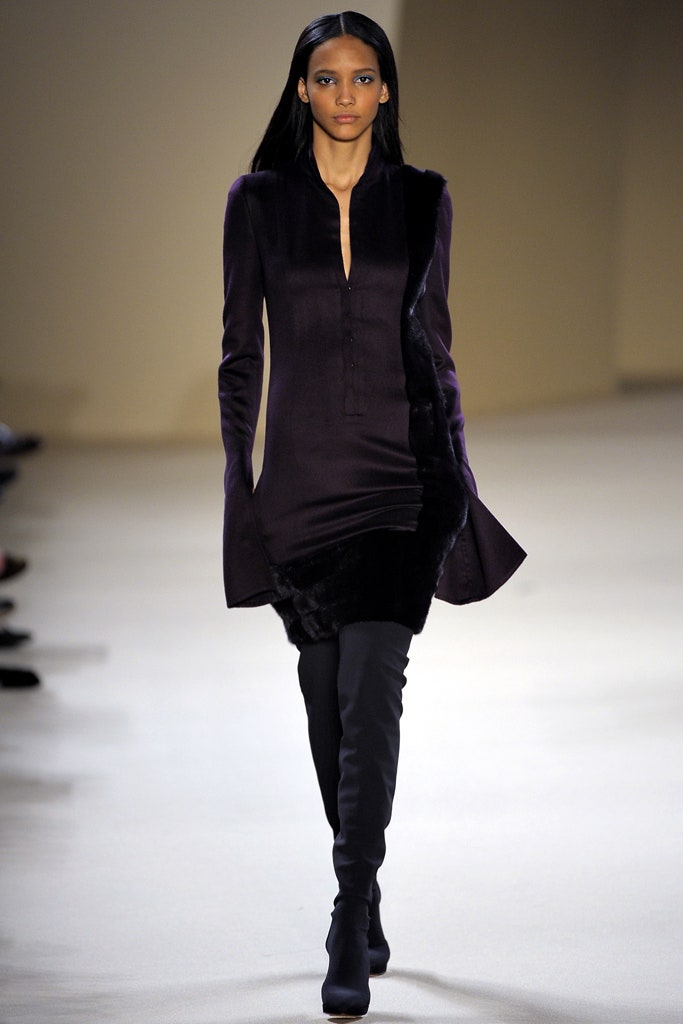 fitted purple silk dress