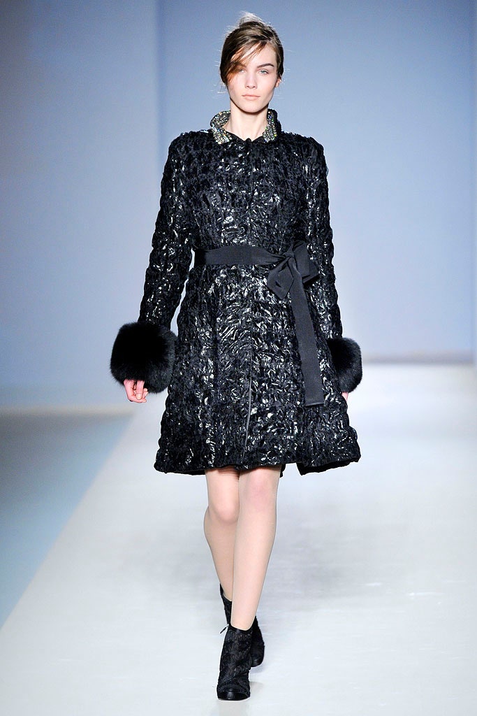 black fur belted coat