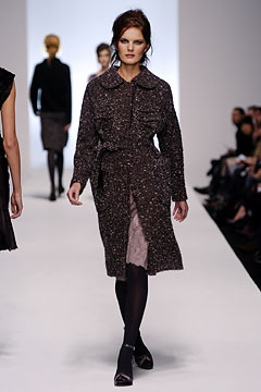 brown tweed belted midi dress