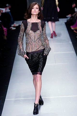 black embellished top and pencil skirt