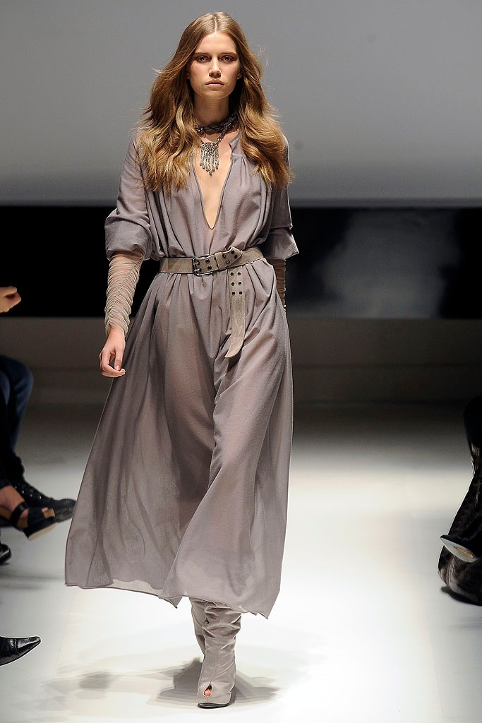 gray silk belted midi dress