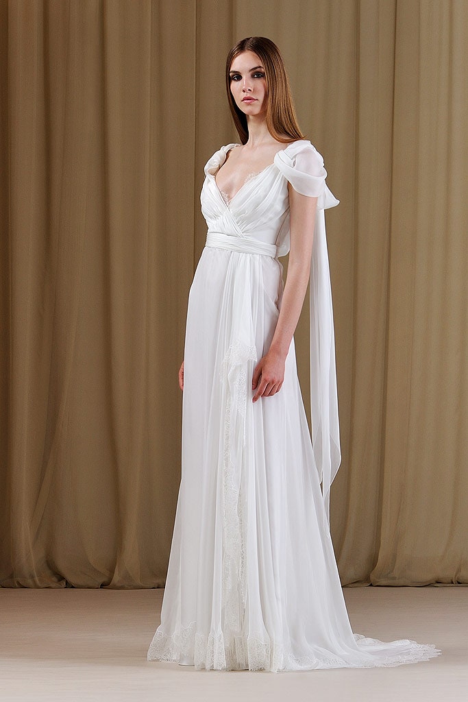 white silk fitted gown