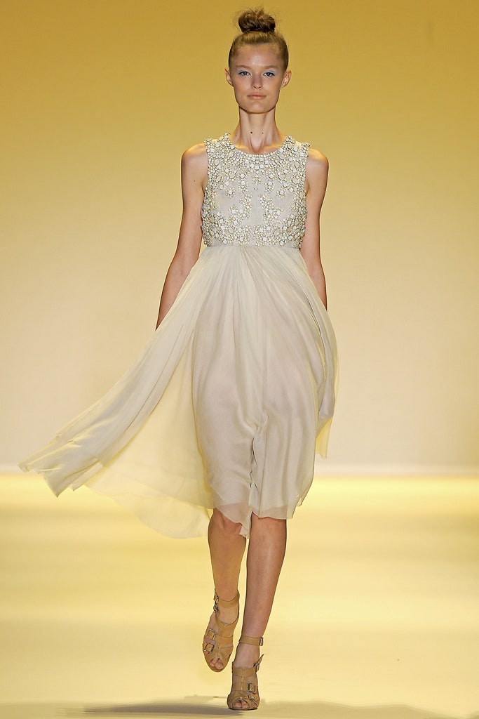 beige silk sleeveless dress