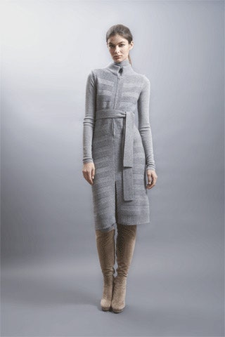gray wool fitted dress