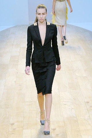 fitted black wool suit