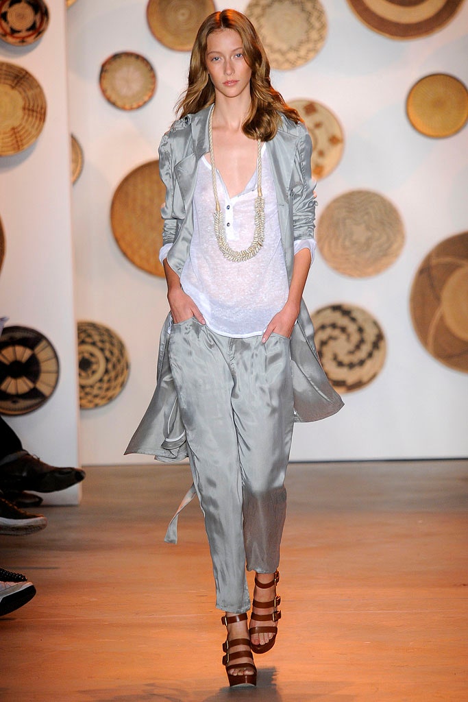 gray silk jacket with white top