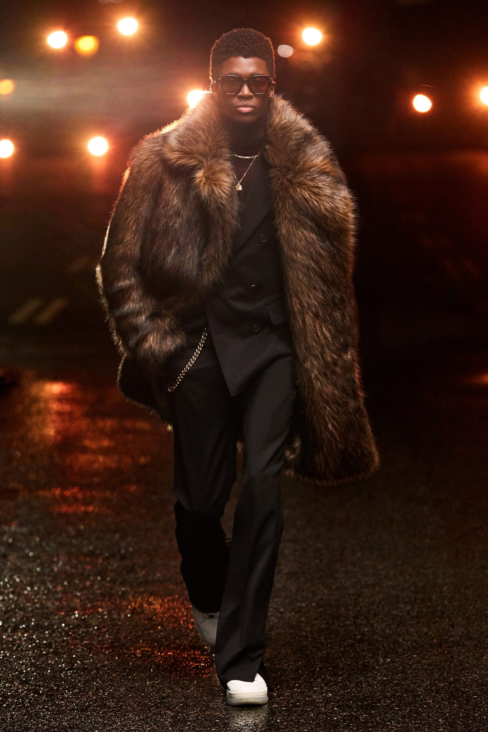 brown fur oversized coat