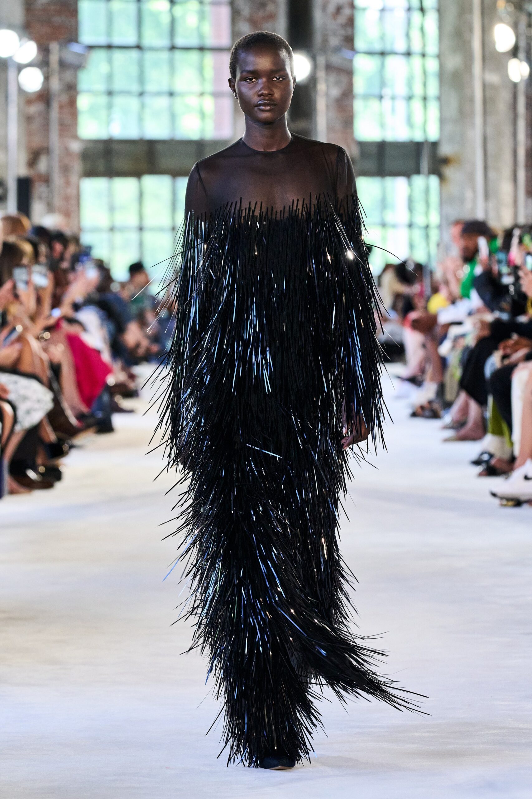 black fringed maxi dress