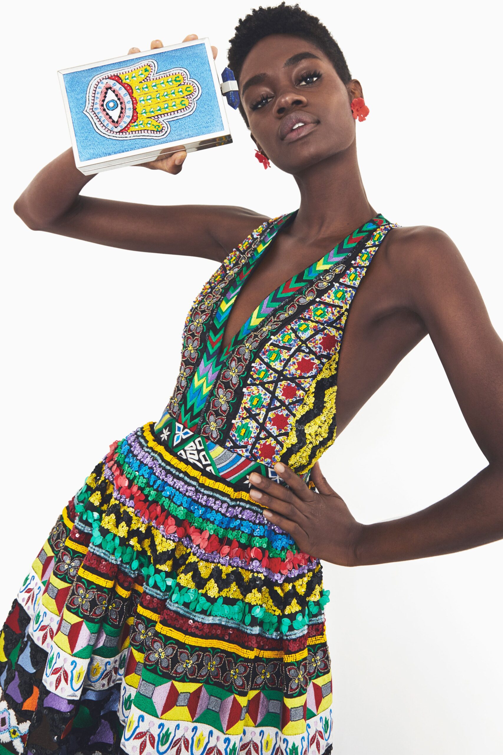 multi-colored sleeveless dress