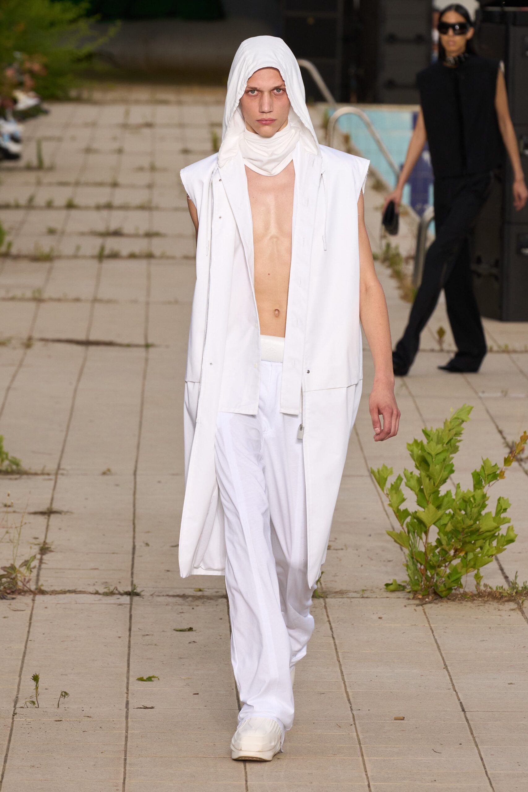 white relaxed coat and pants