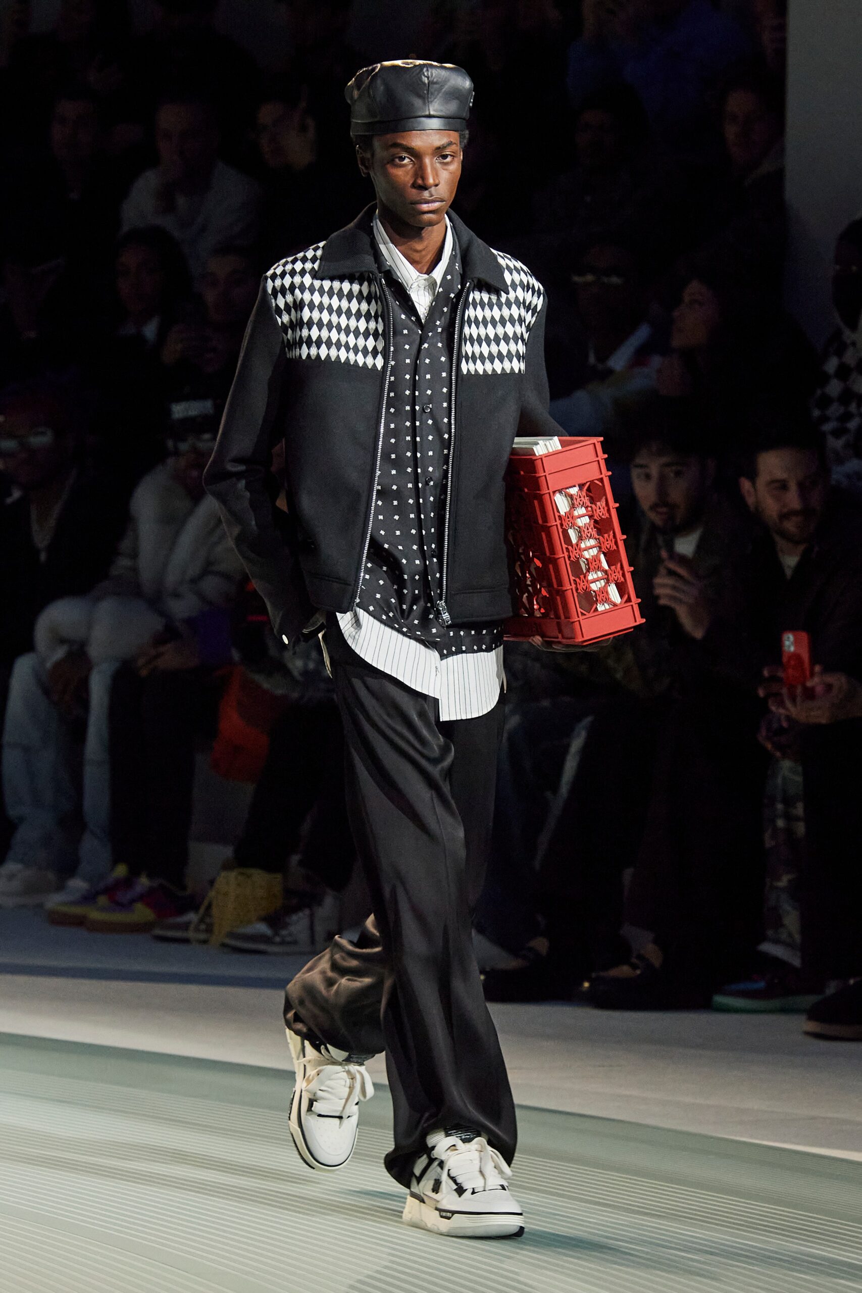 black and white checked jacket