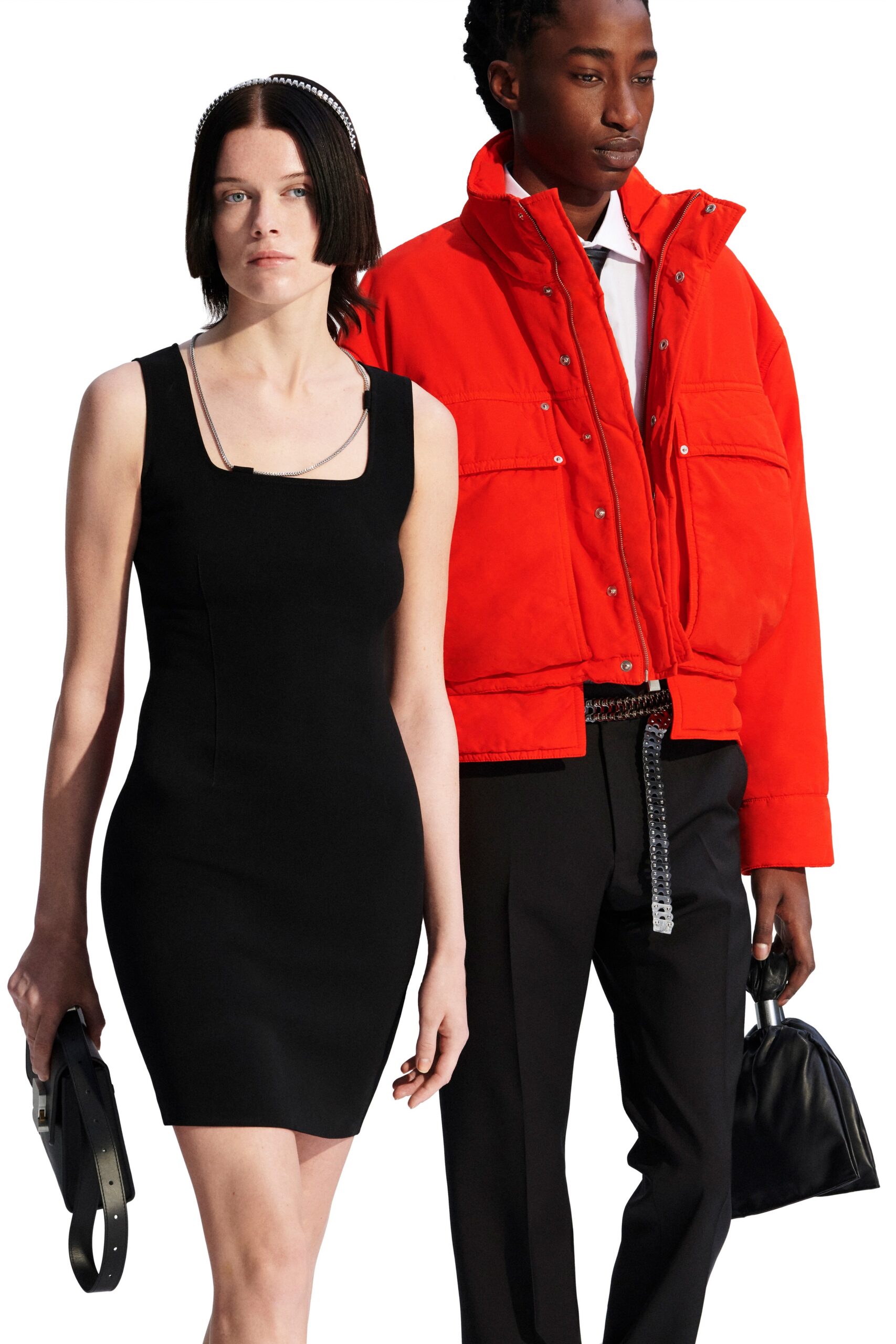 red cotton long-sleeve collared relaxed zippered jacket