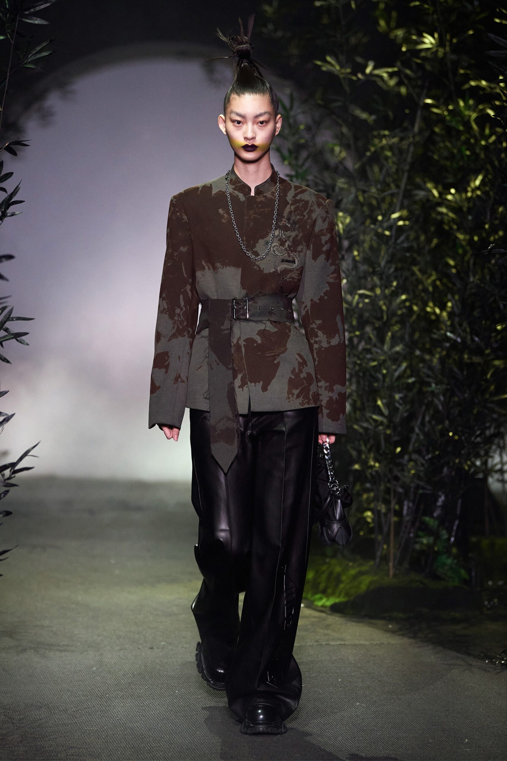 brown and black relaxed jacket with pants
