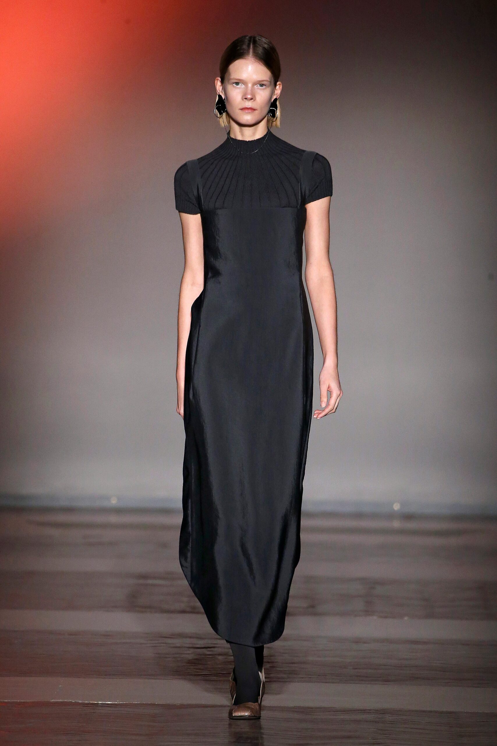 black silk fitted dress