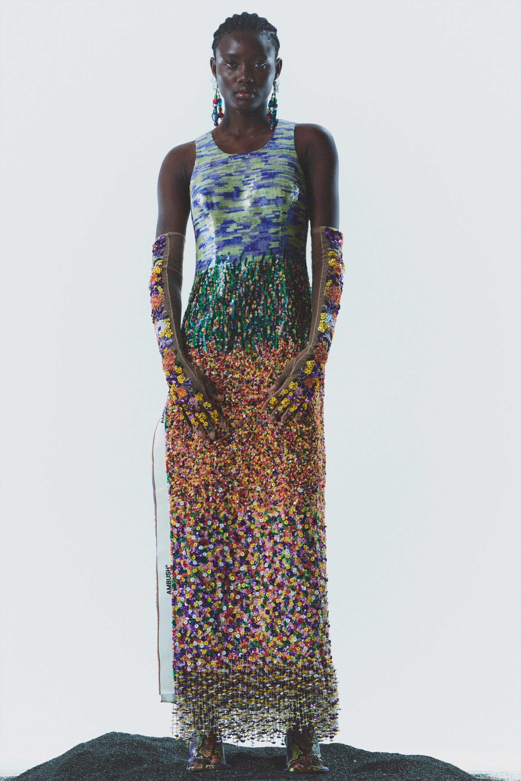 multi-colored sequin maxi dress