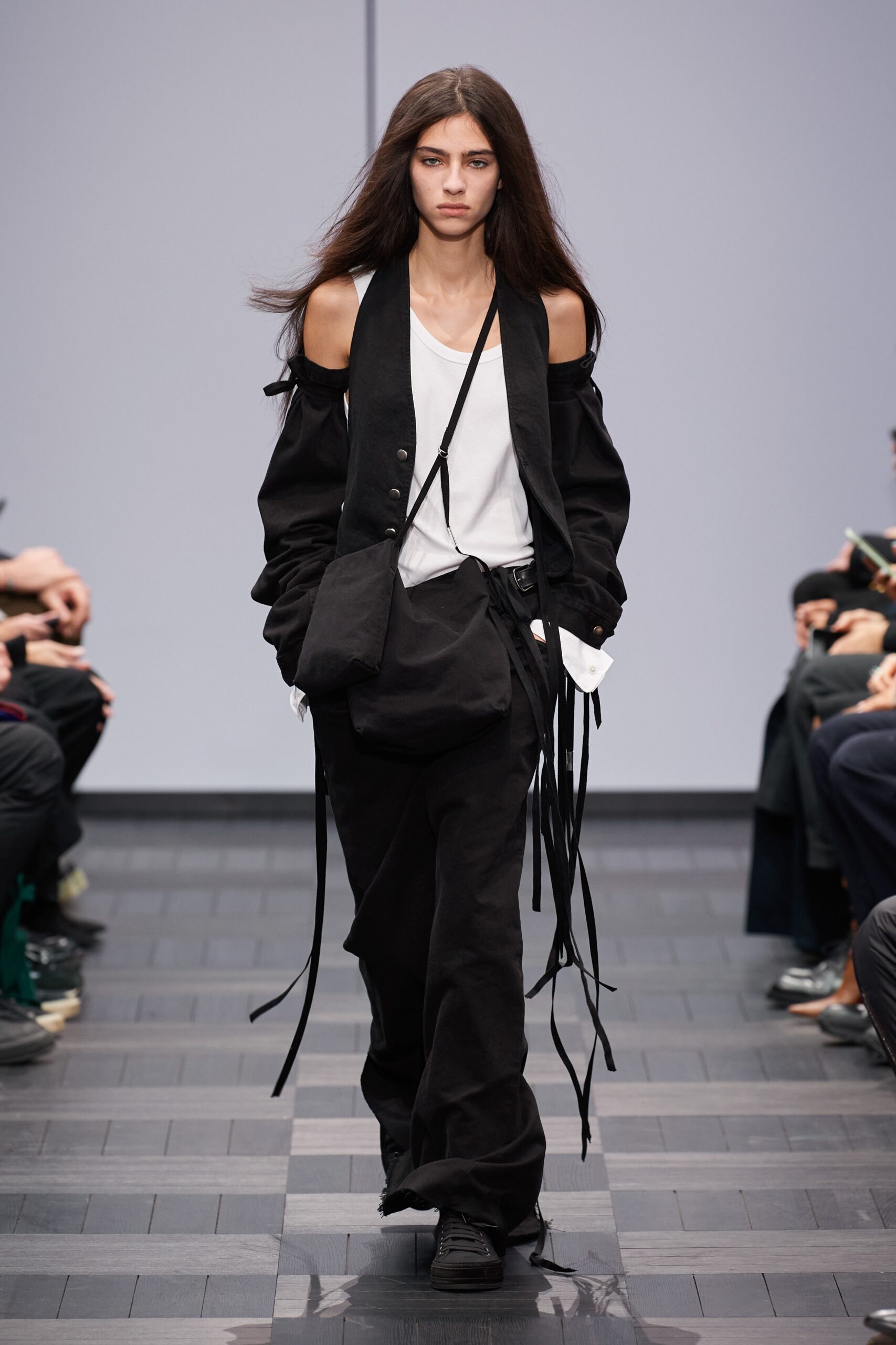 black cotton long-sleeve collared relaxed layered jacket