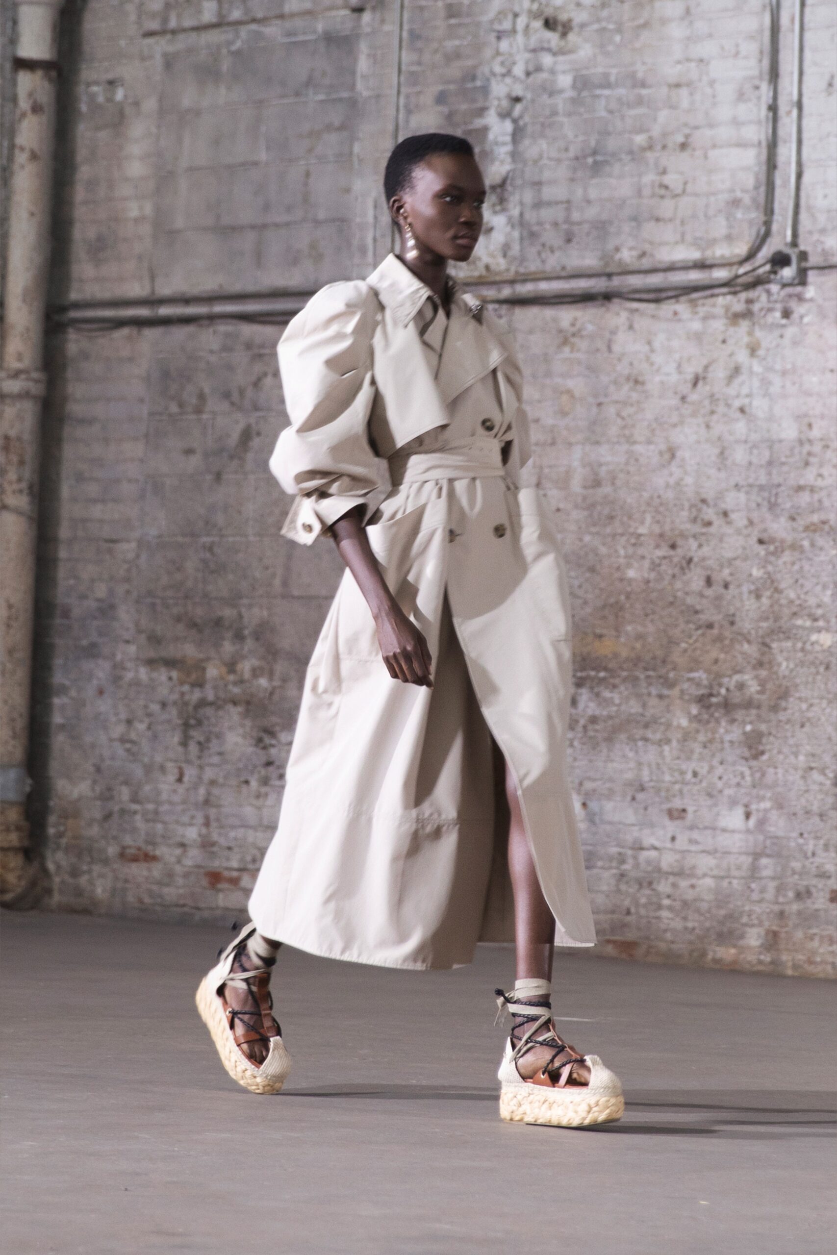 beige cotton relaxed trench coat
