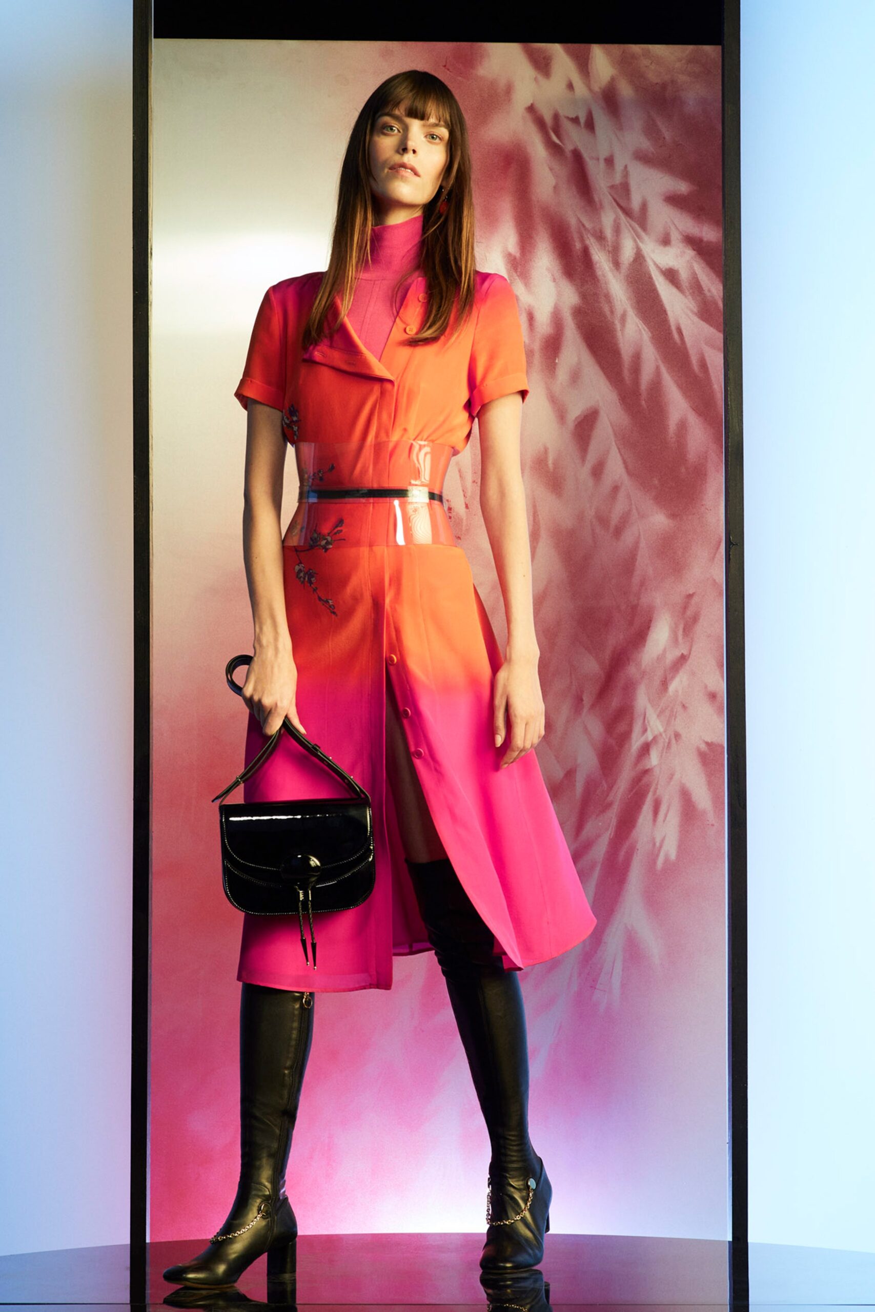 pink and orange midi dress