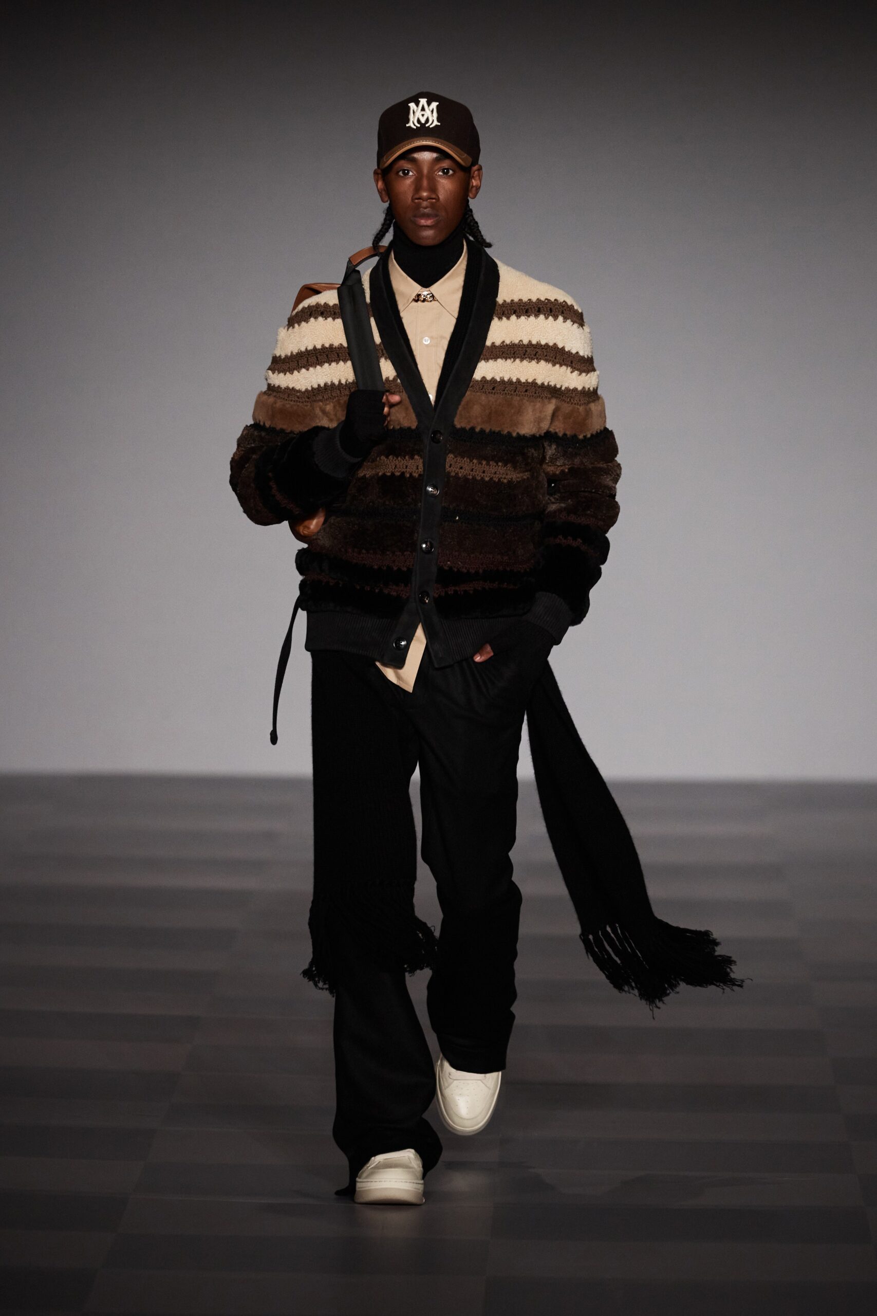 brown wool long-sleeve collared relaxed layered jacket