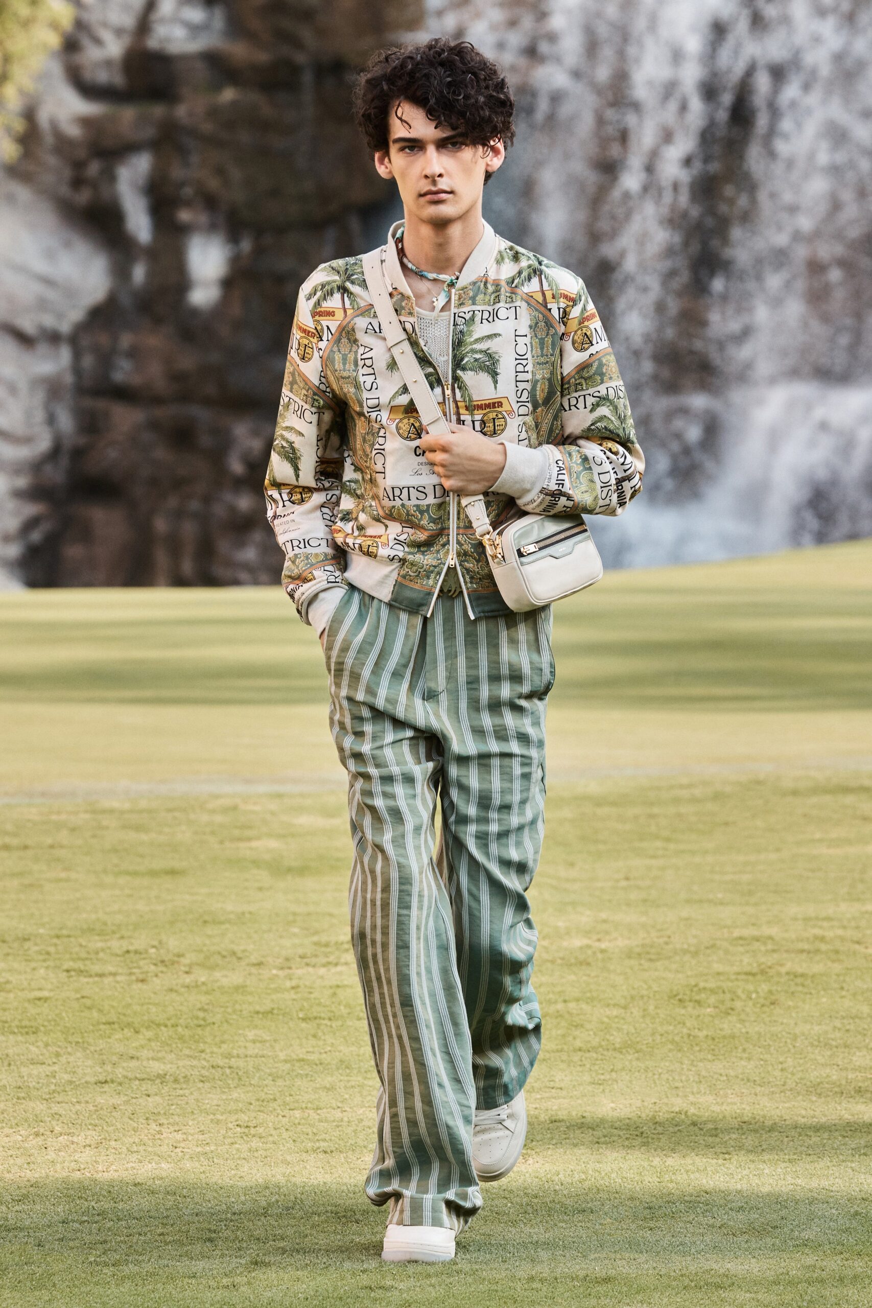 multi-colored fitted jacket with striped pants