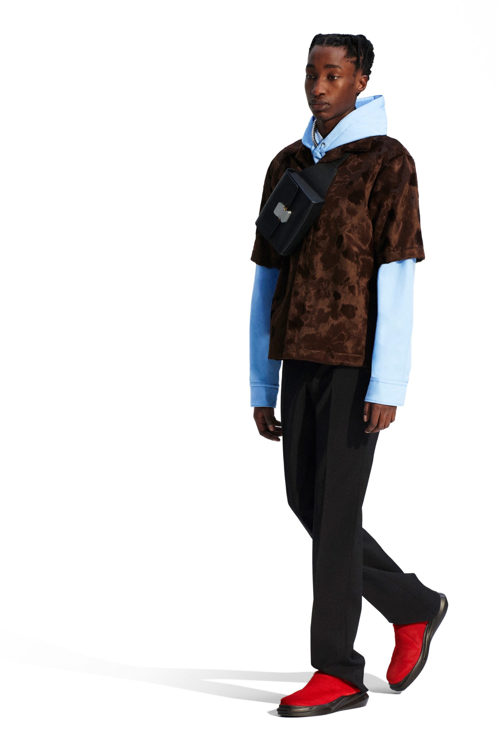 blue cotton long-sleeve hooded relaxed hoodie