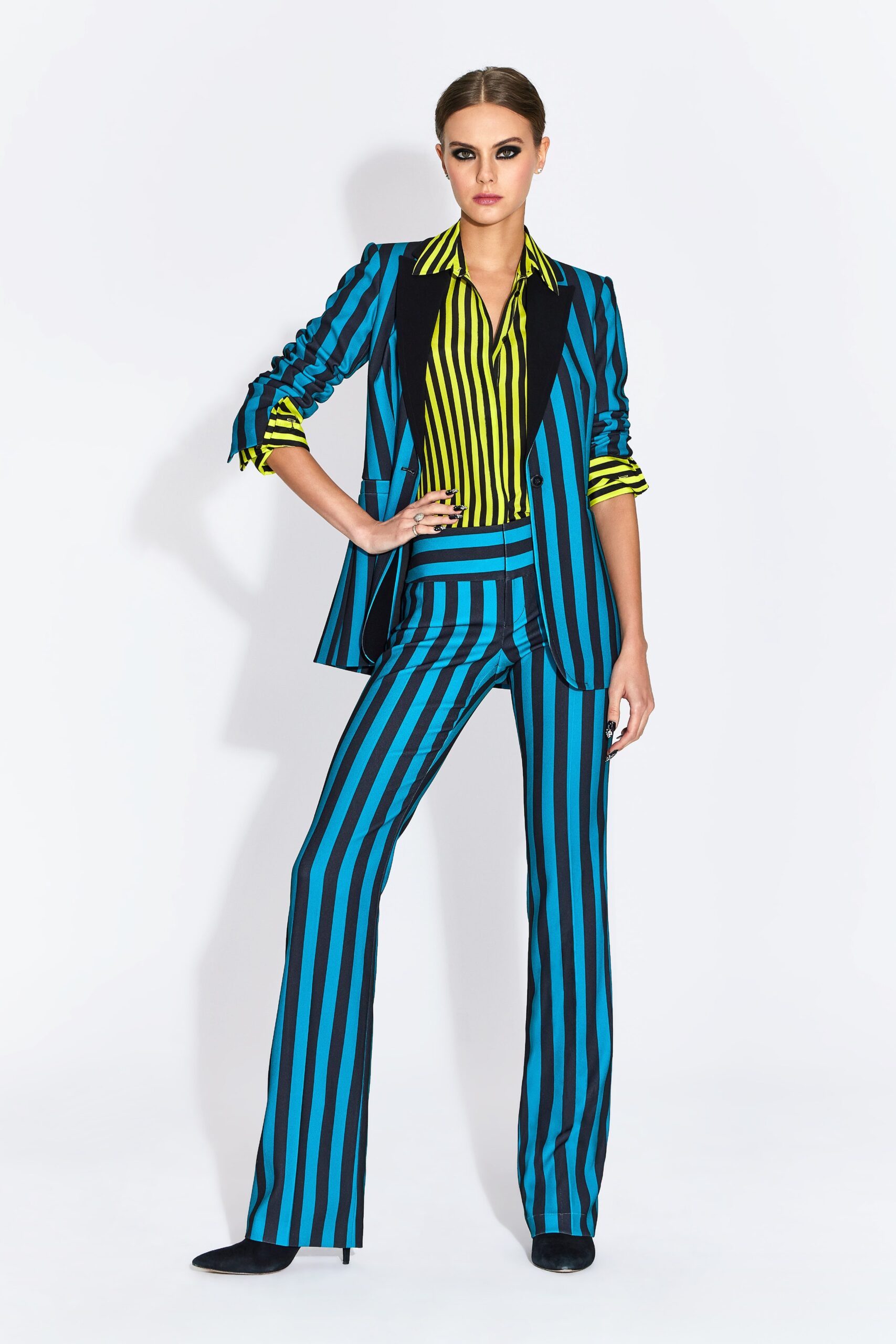 striped tailored suit with shirt