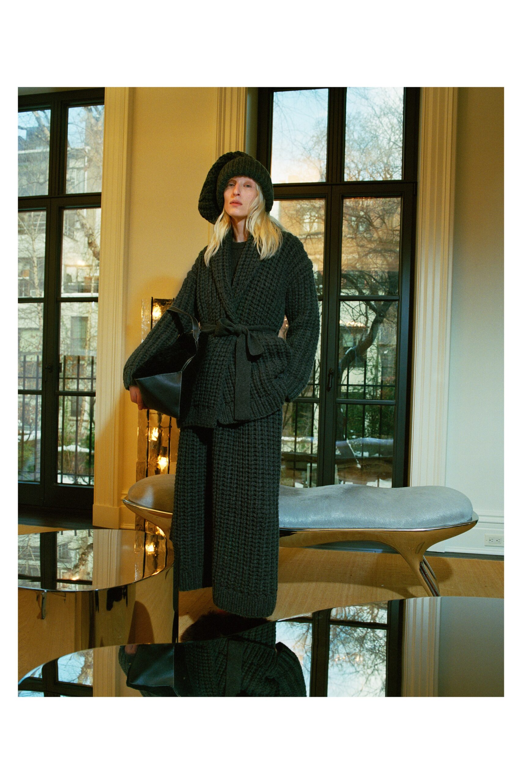 black wool coat and pants
