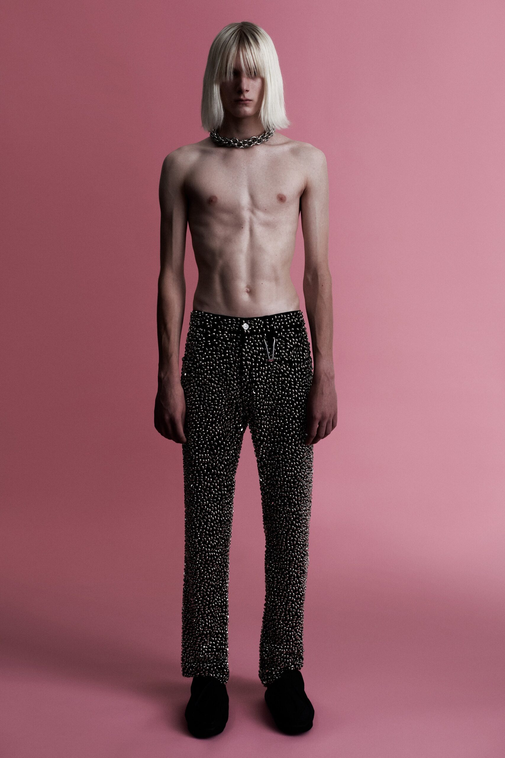 black and white printed pants