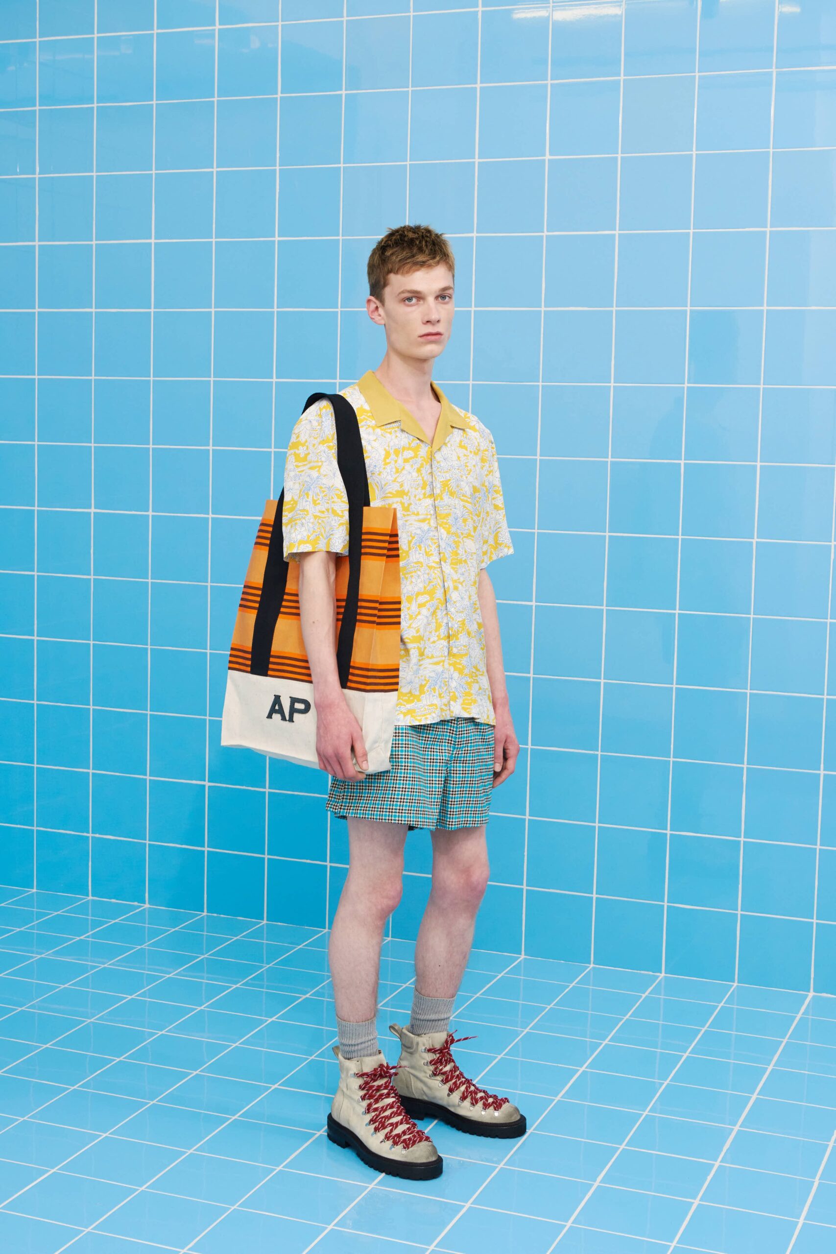 yellow printed shirt with shorts