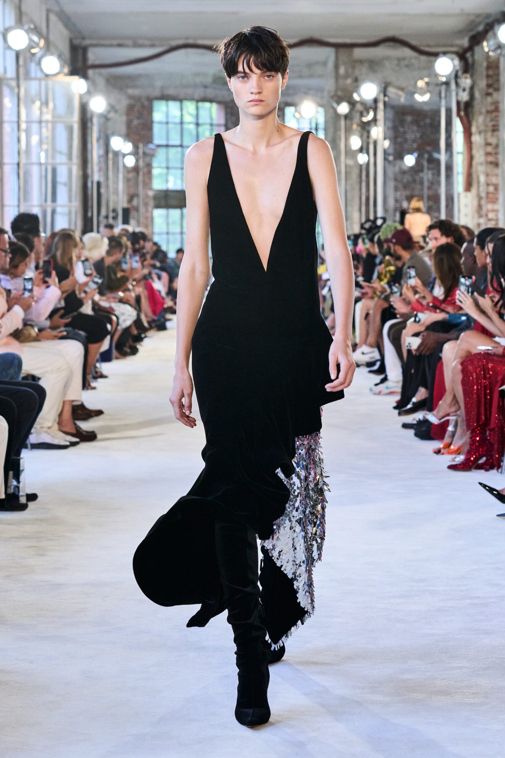 black velvet sleeveless gown