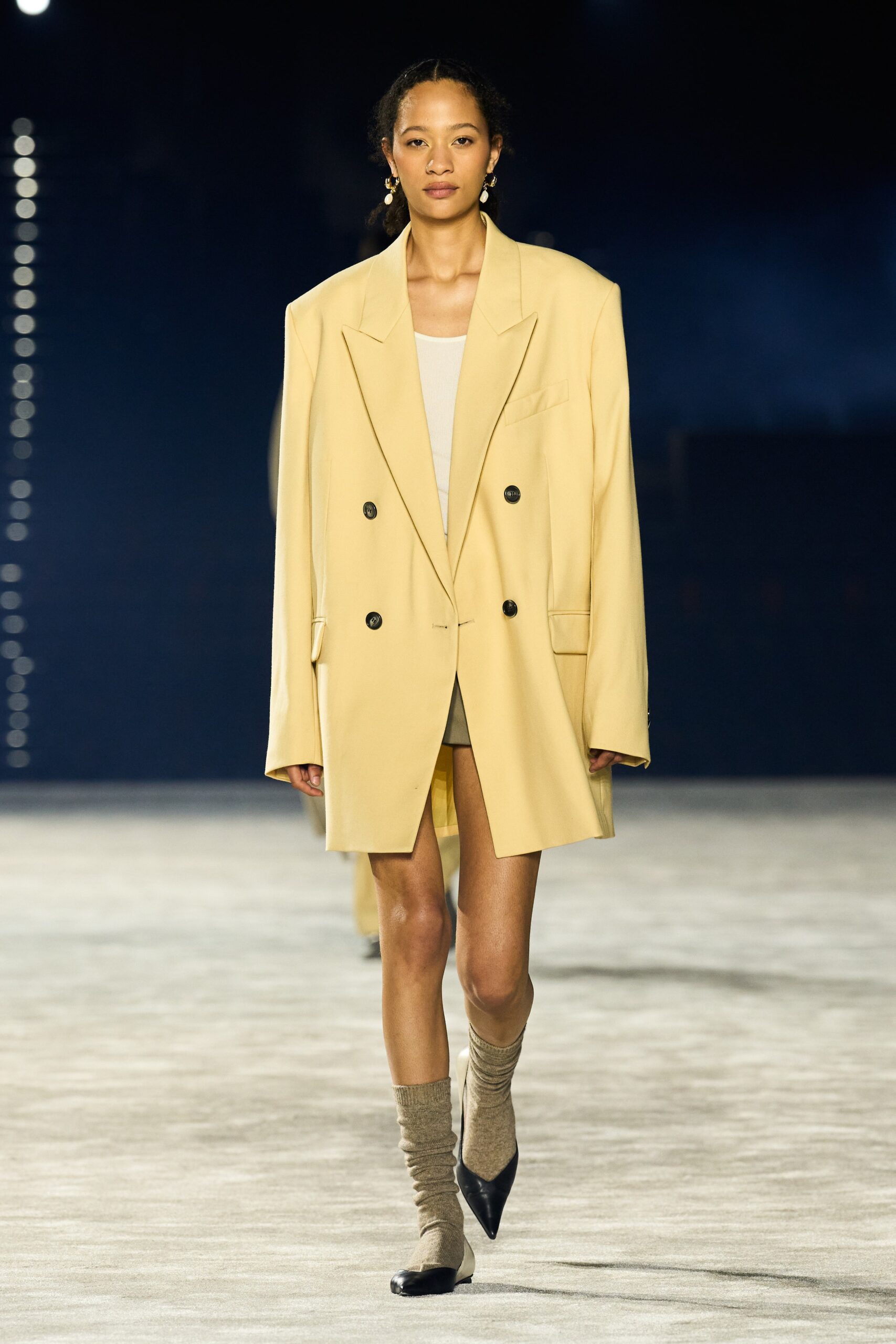 oversized yellow blazer with fitted top