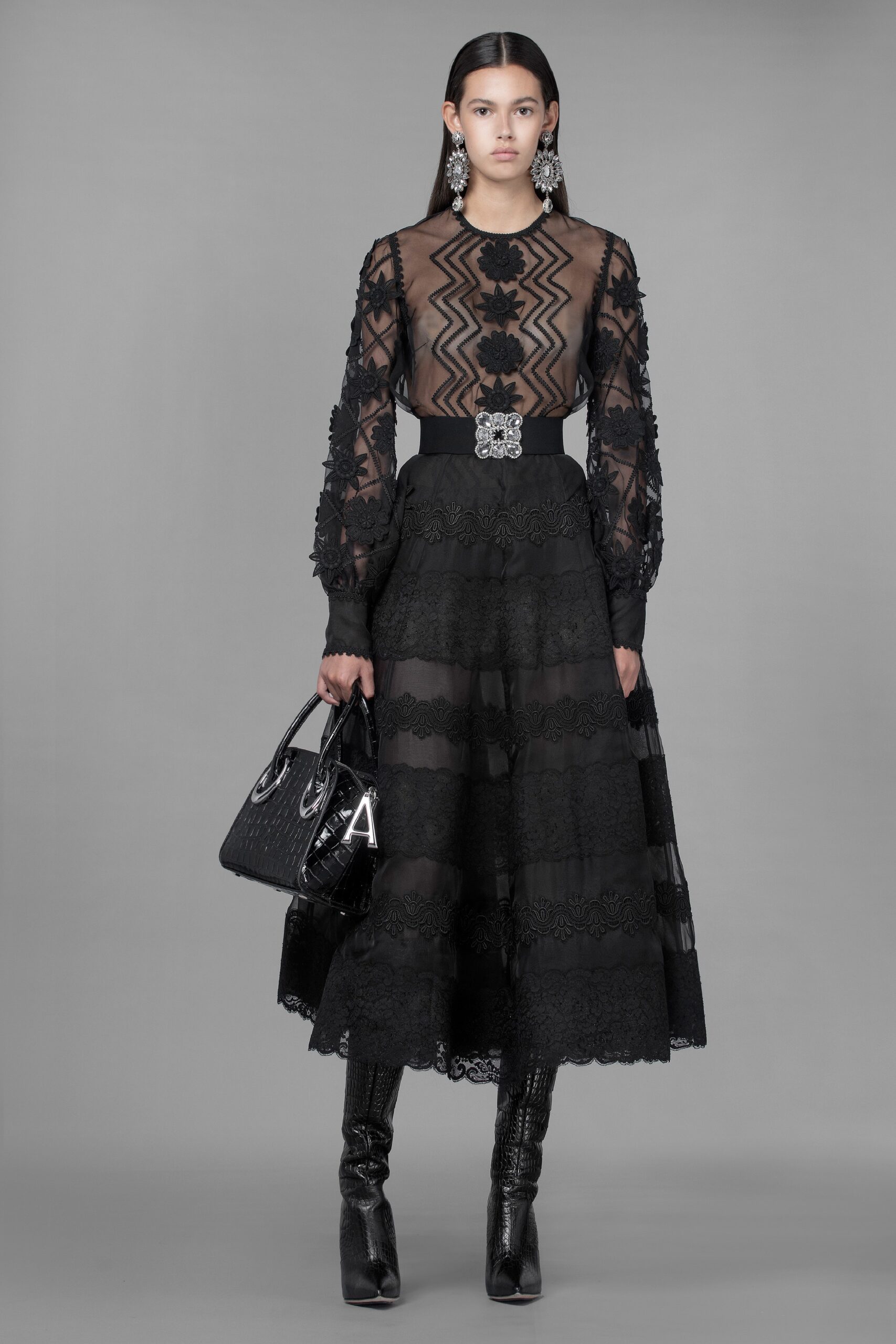 black leather embellished bag