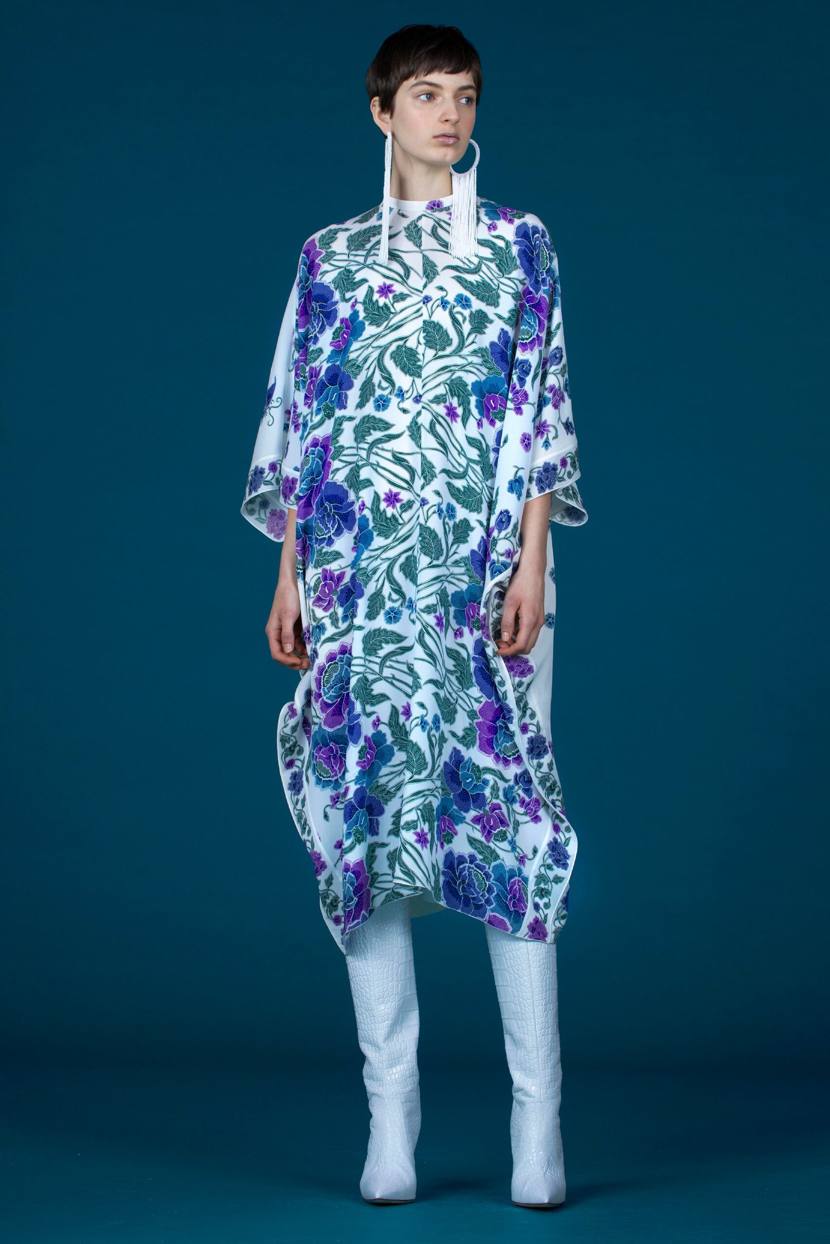 floral print midi poncho