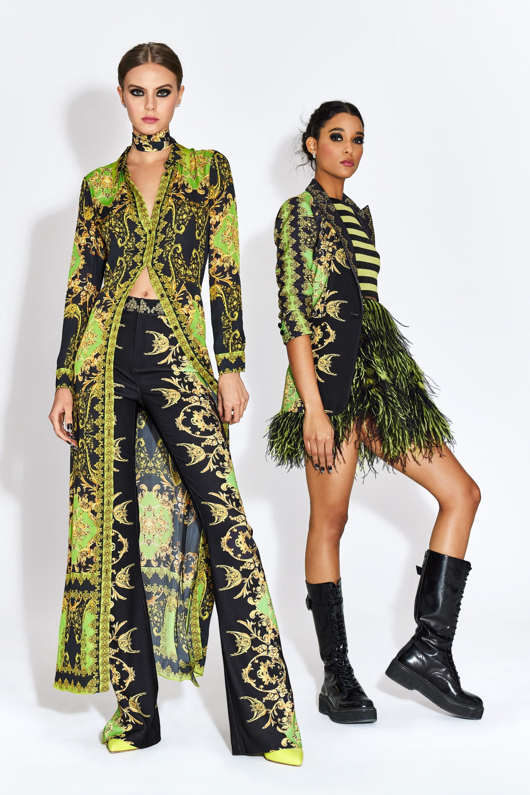 black silk long-sleeve collared fitted embroidered layered jacket
