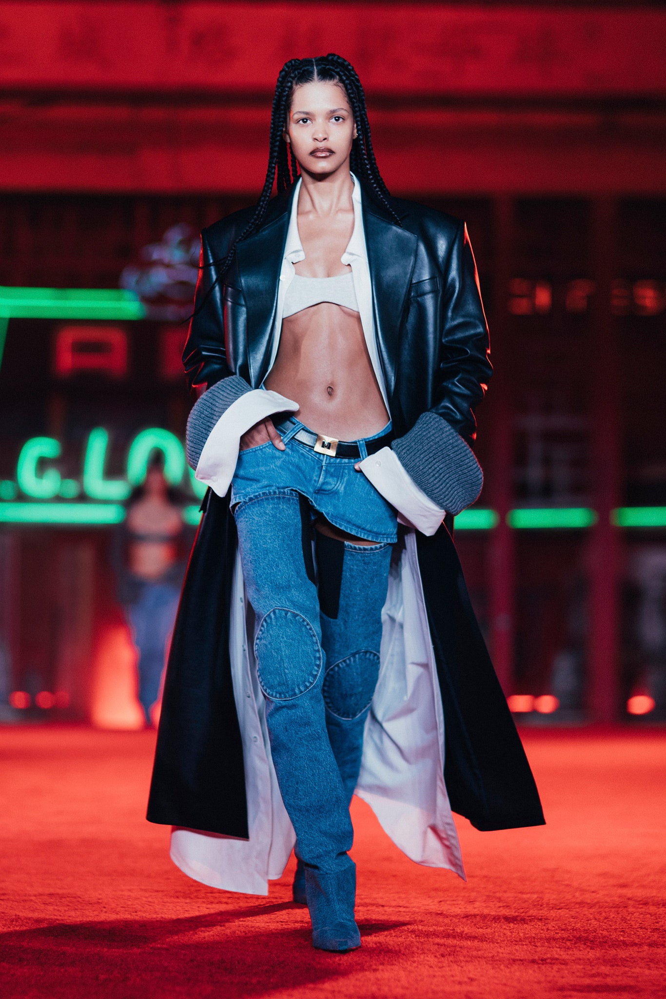 blue denim slim distressed pants